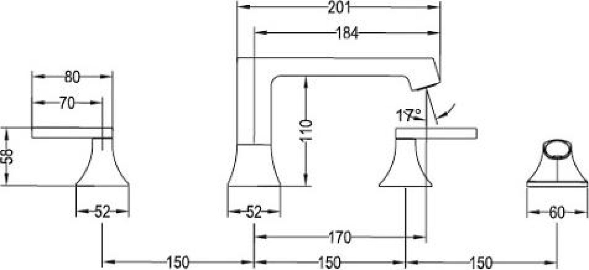 Смеситель Villeroy & Boch Classic TVT10100100061 для ванны, хром