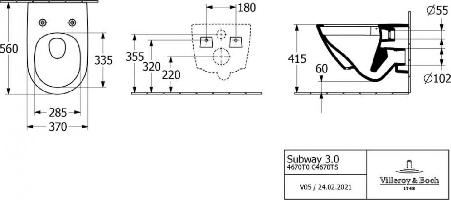 Унитаз подвесной Villeroy & Boch Subway 3.0 4670TSR1 с сиденьем микролифт, белый