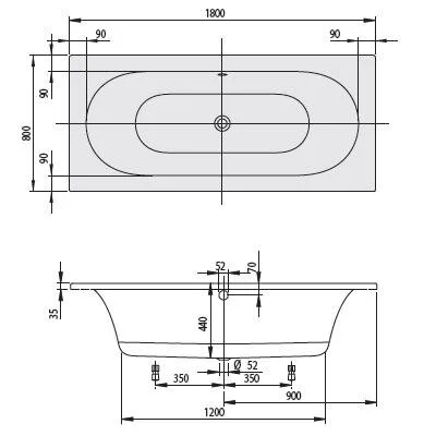 Акриловая ванна Villeroy & Boch Loop&Friends UBA180LFS2V-01 белый