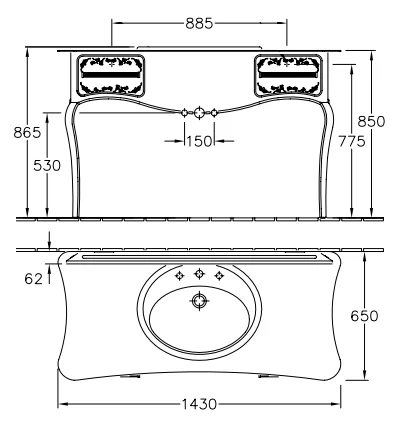 Тумба под раковину Villeroy&Boch Amadea Royal A65100BK красный