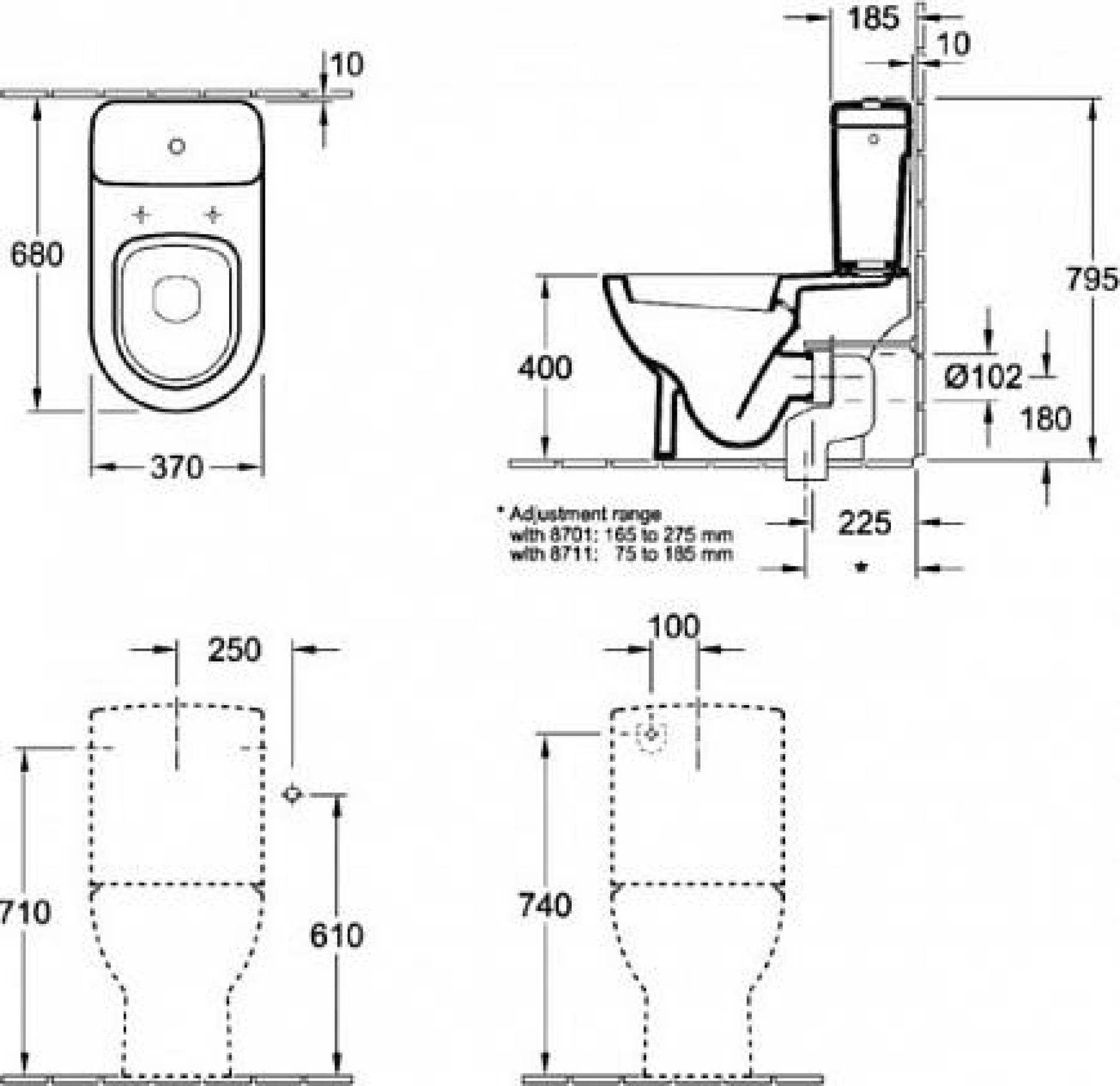 Напольный унитаз Villeroy & Boch Subway 6610 10R1 alpin ceramicplus с бачком 7723 11 R1 alpin