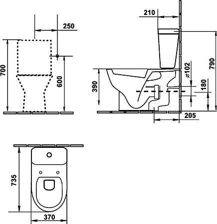 Унитаз-компакт Villeroy & Boch Hommage 666210R1 alpin с бачком 772111R1 Сeramicplus