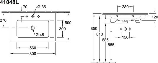 Тумба с раковиной Villeroy & Boch Venticello 80 A92504 white wood