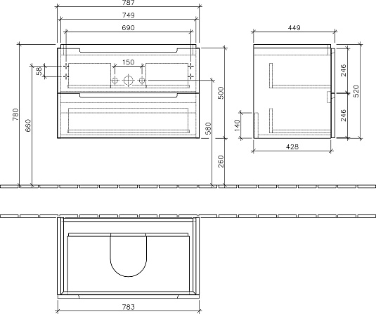Мебель для ванной Villeroy & Boch Subway 2.0 80 eiche graphit