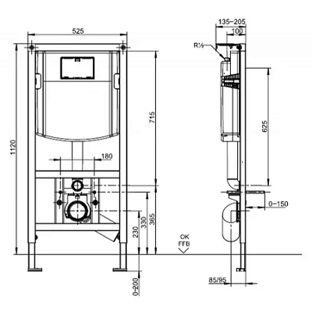 Комплект Villeroy&Boch: Инсталляция + унитаз подвесной O.novo 5660 R001 Aquareduct + сиденье SoftClose