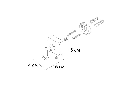 Крючок FIXSEN Kvadro одинарный FX-61305F