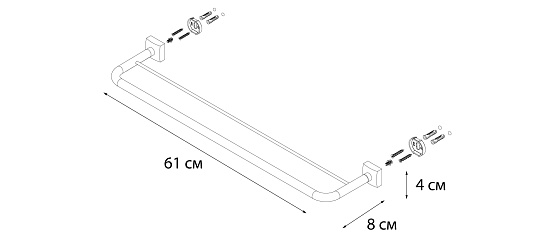 Полотенцедержатель FIXSEN Kvadro трубчатый 2-ой 60 FX-61302