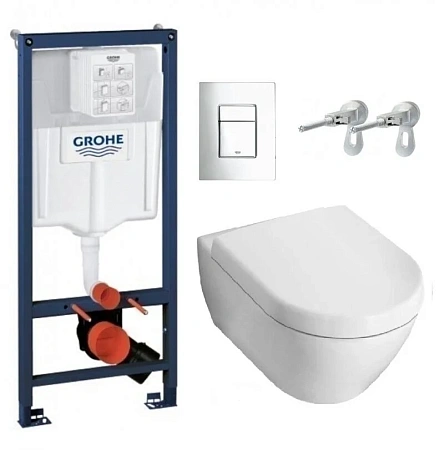 Инсталляция Grohe с унитазом Villeroy&Boch Subway 5600 1001, сиденье микролифт, комплект